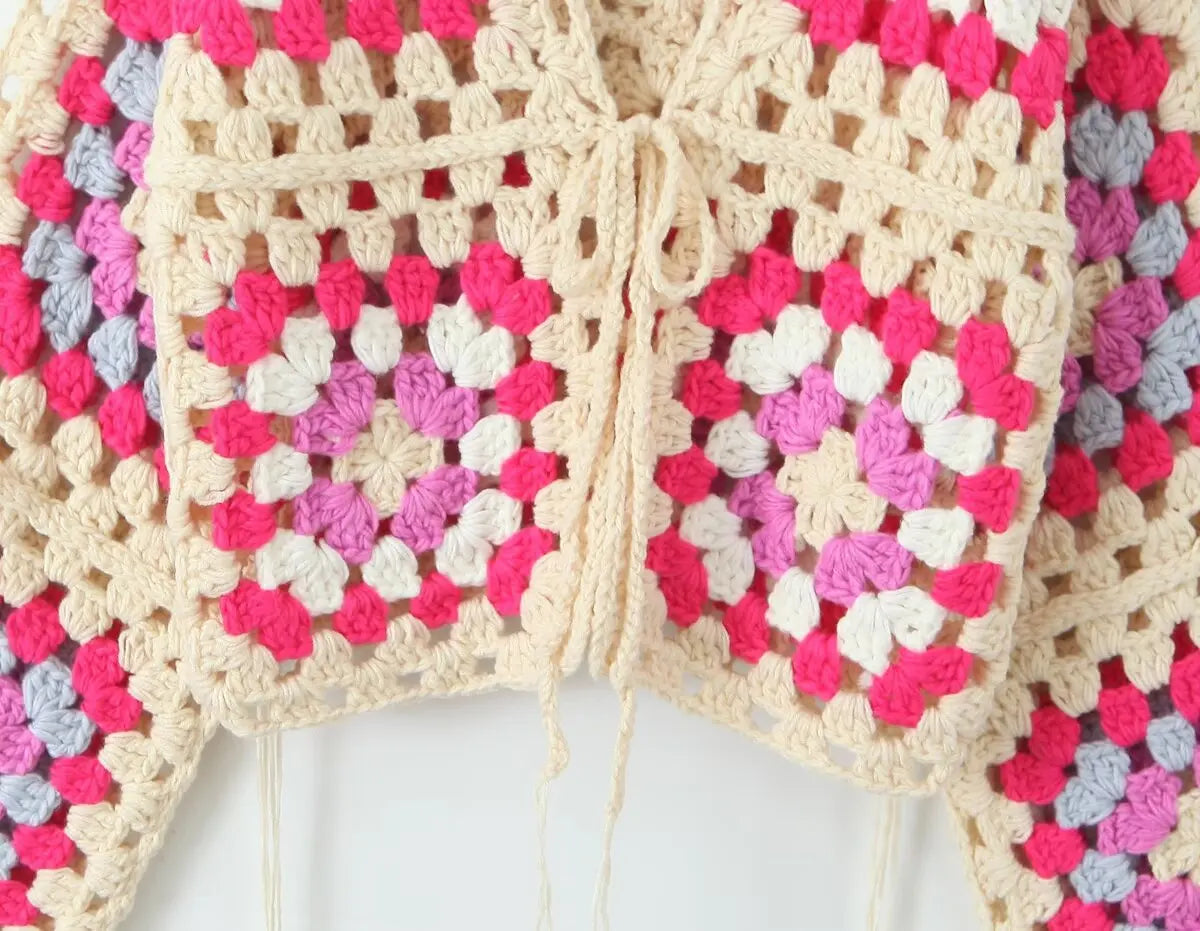 Handmade Crochet Hollow Out Sweater Robe For Women Cardigan Long Sleeve V Neck Oversized Autumn Winter Sweaters Pull Jumper Boho