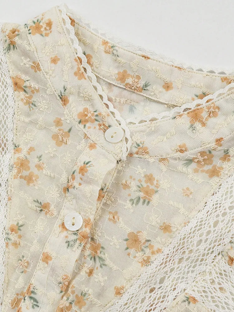 Bohemia Long Sleeves Blouses Shirts for Women Tops Vintage Floral Printed Embroideried Blouse Casual Boho Beach Ladies Blusas