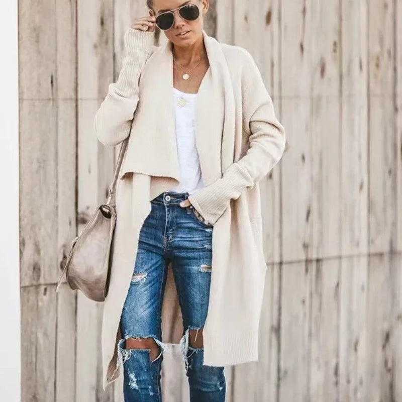 Women Knitwear Sweater Turn-Down Collar Autumn Winter Coats Boho loose Long Sweaters Female Casual Holiday Oversized Cardigans