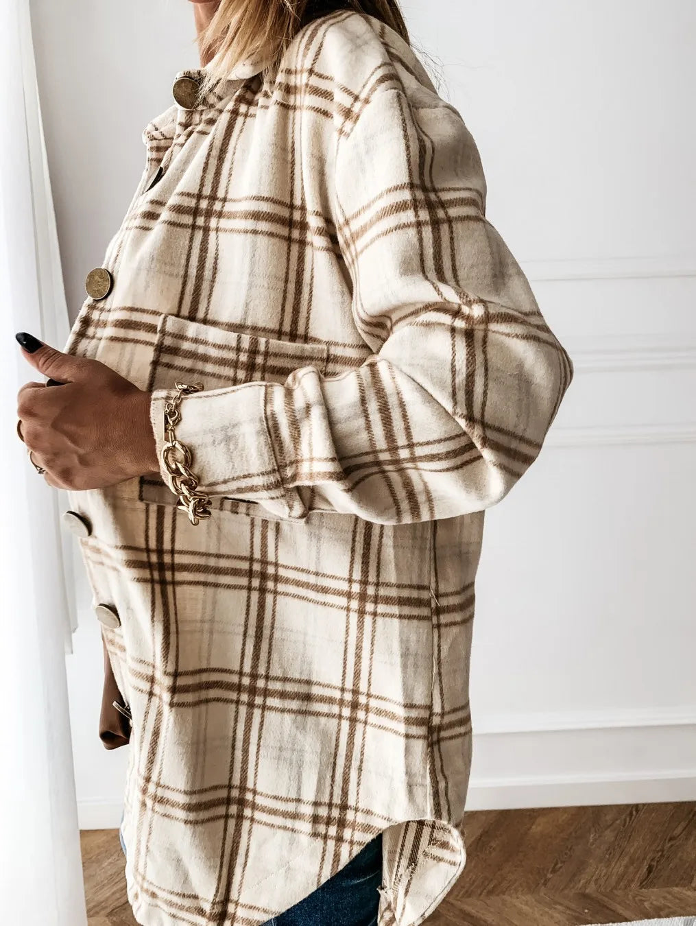 AYUALIN Long Sleeve Plaid Overshirt Women's Jacket Vinatge Loose Casual Boho Autumn Warm Coats 2025 Streetwear Oversized Outwear