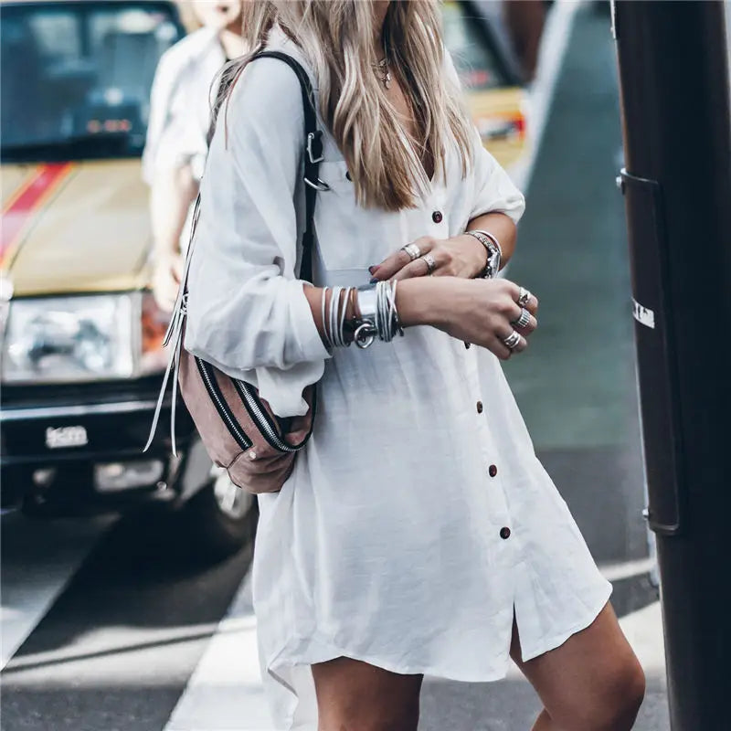 AYUALIN White Beach Cover up women blouses shirt Cotton Kaftan Beach wear Tunics long sleeve Bikini coverup boho femme top blusa