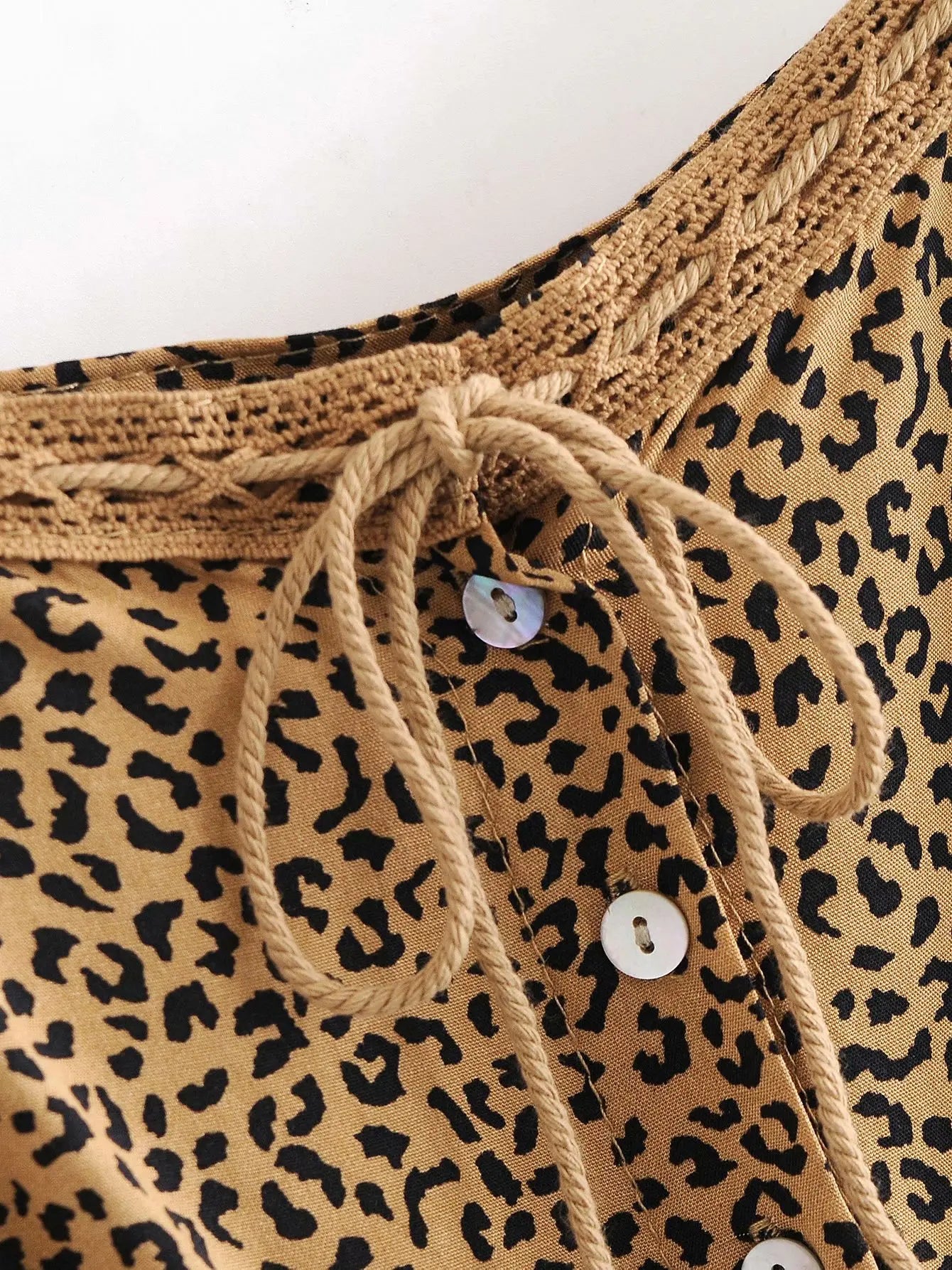 AYUALIN Sexy Sleeveless Drawstring Waist Summer Dress Boho Beach  Rayon Vintage Leopard Print Long Strap Dresses For Women