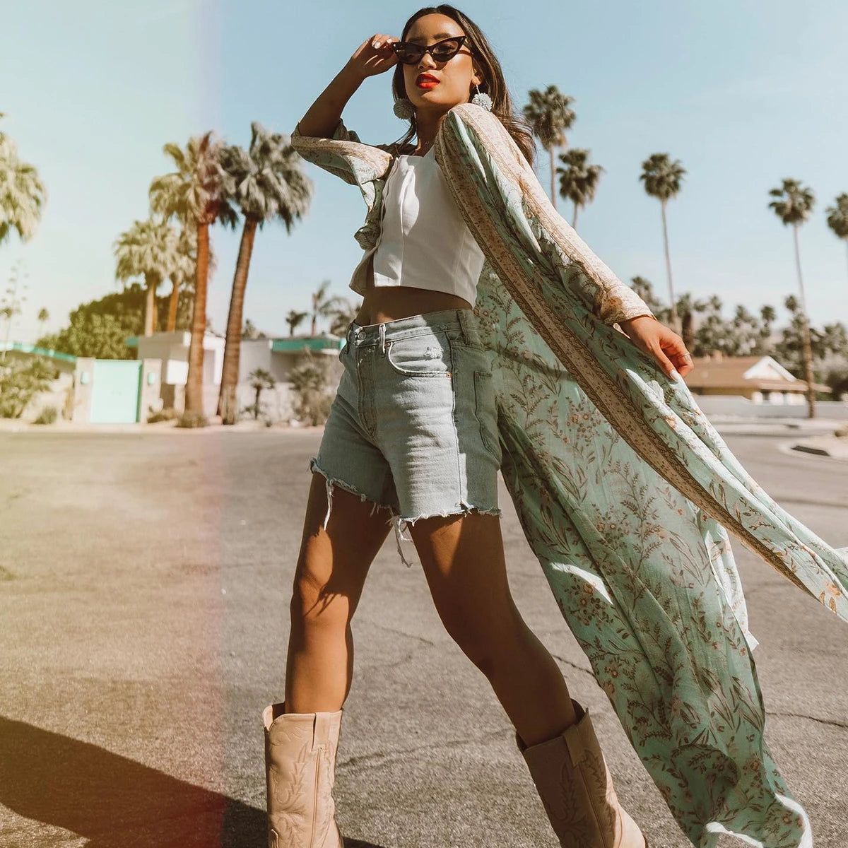 AYUALIN Kaftan women dress floral print Kimono long Sleeve Autumn dress Sexy V-neck Loose Belt Cardigan Rayon Dresses boho robe