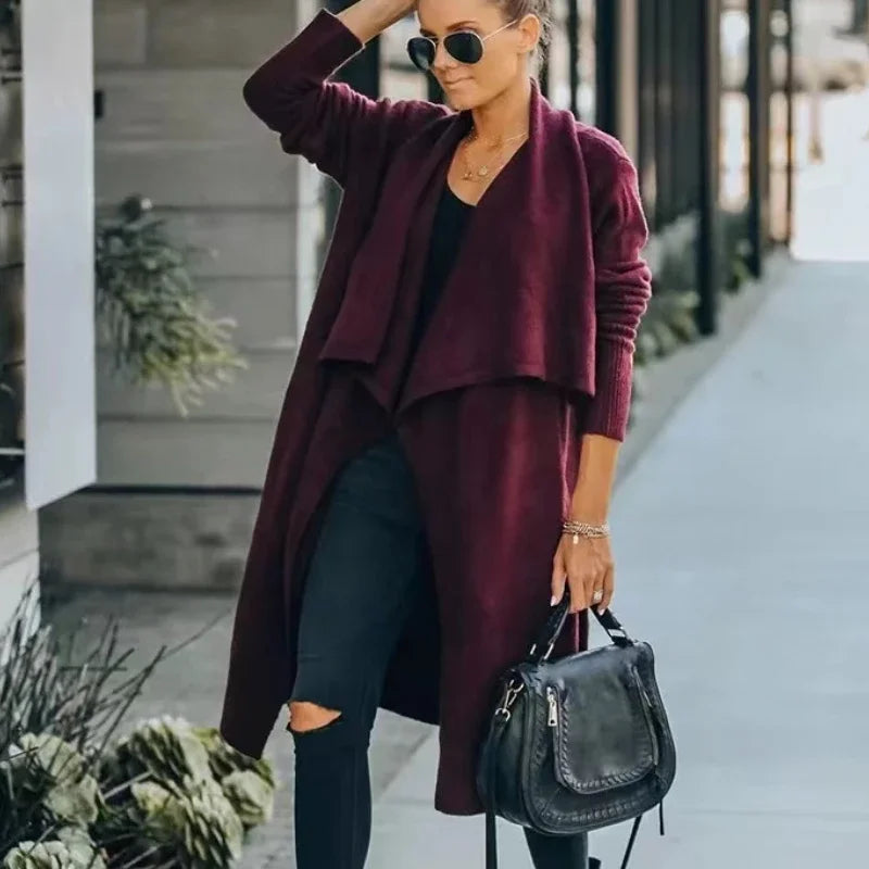 Women Knitwear Sweater Turn-Down Collar Autumn Winter Coats Boho loose Long Sweaters Female Casual Holiday Oversized Cardigans