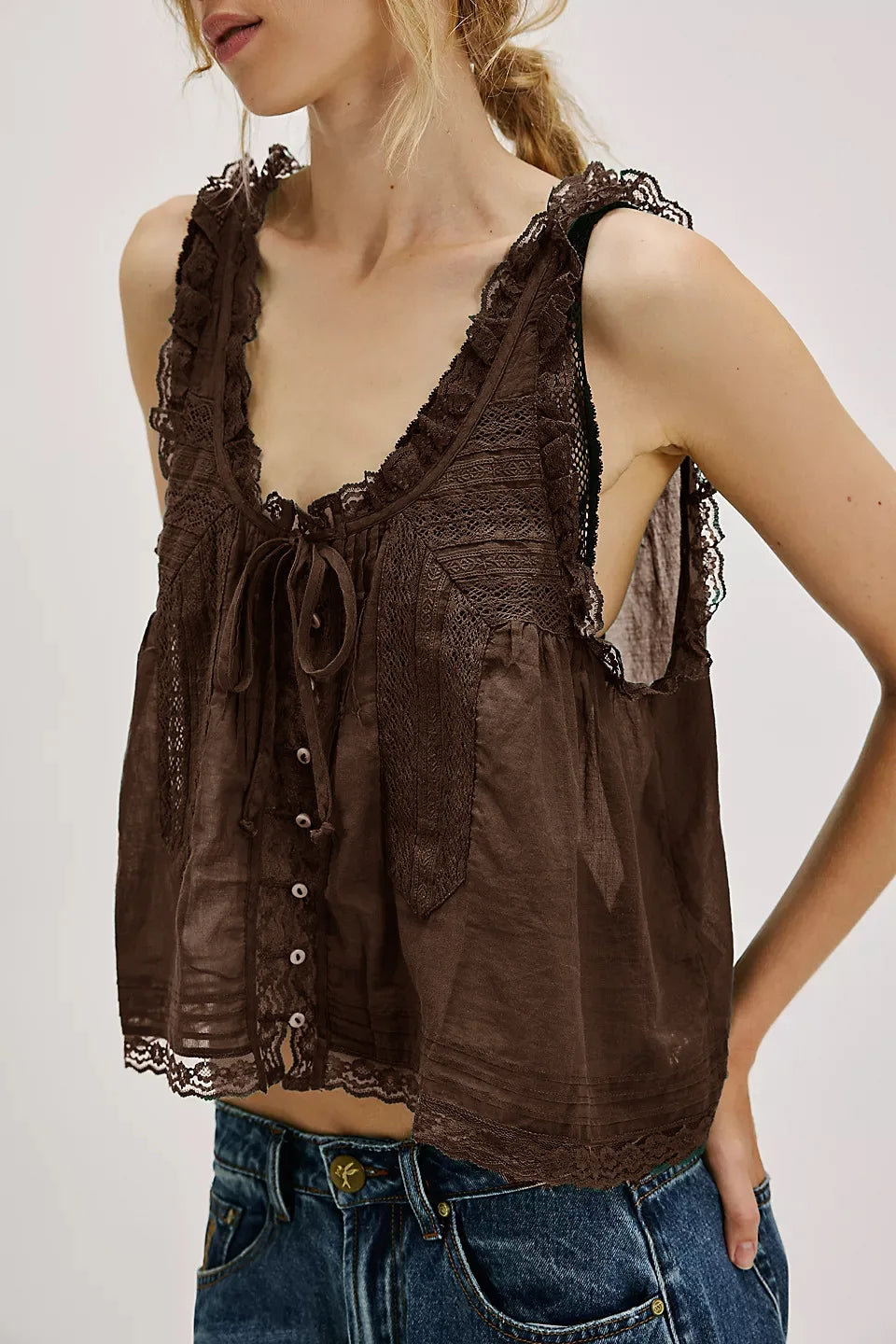 Light Cotton Splicing lace Blouses Shirts Women Sleeveless Tank Tops  Summer Boho Beach Wear  Loose Casual Ladies Blusas Camis