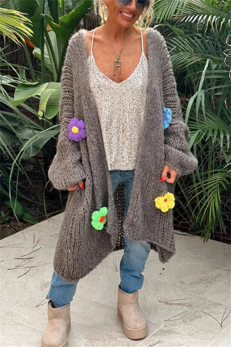 Casual Long Sleeve Loose Outerwear Sweaters Coat Autumn Winter Warm Knitted Long Cardigan Women Sweater Coats Streetwear Jumpers
