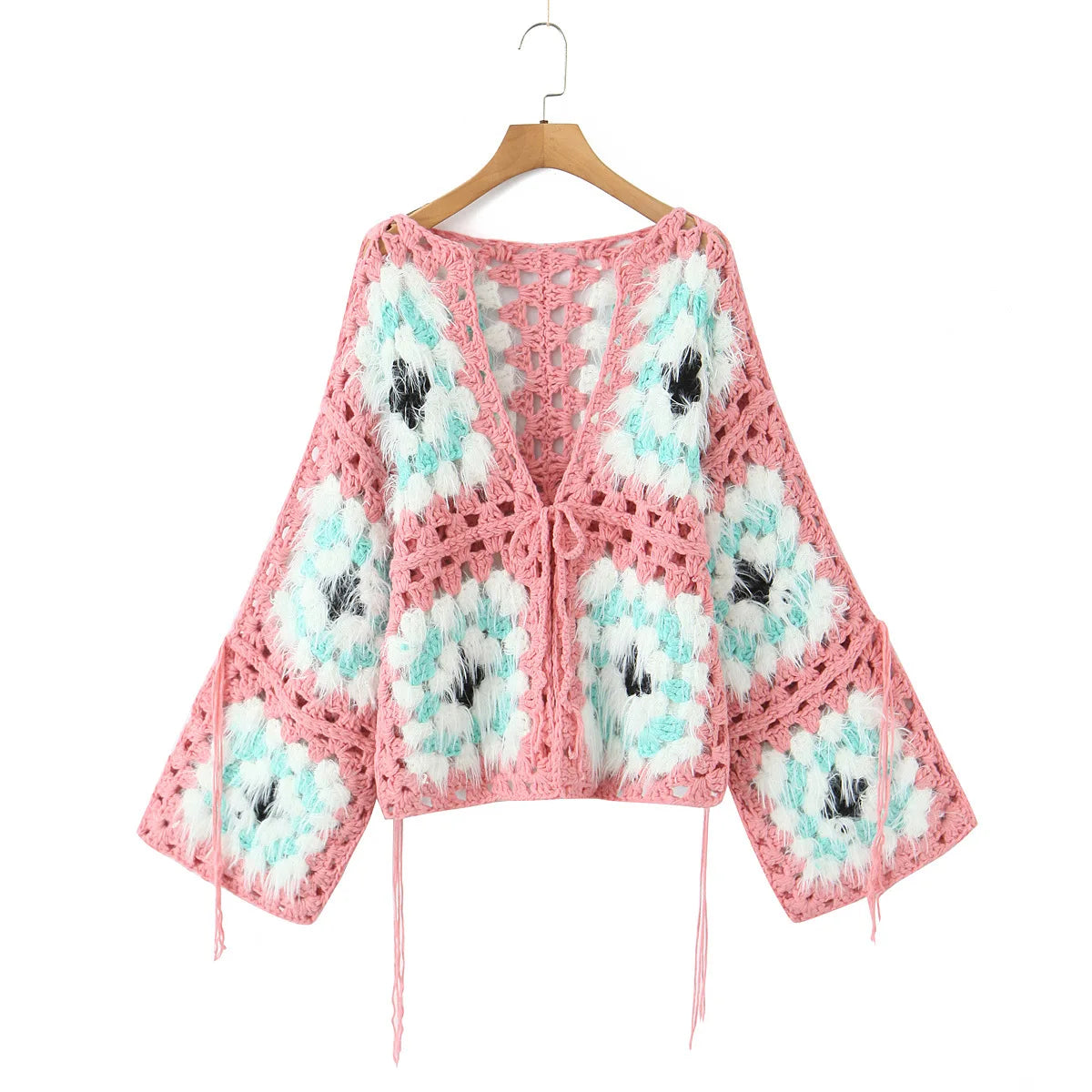 Lazy Handmade Crochet Hollow Out Cardigan Sweaters Women Long Sleeve Jumpers Loose Oversize Autumn Warm Sweater Boho Beach Coats
