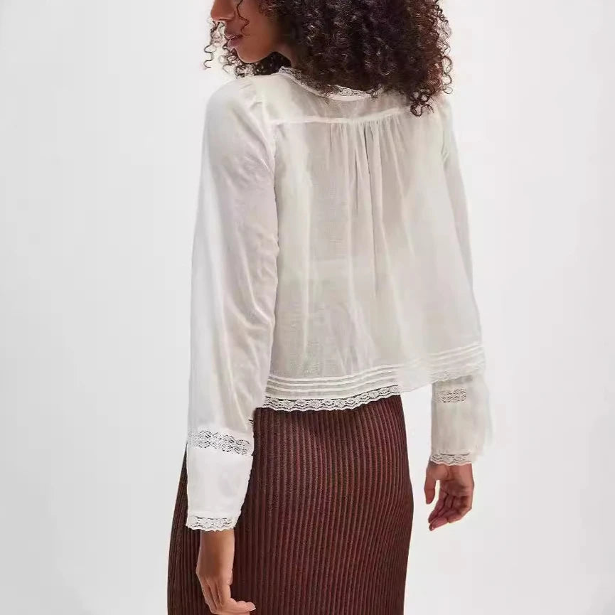 Flare Long Sleeve Loose Blouses Shirts For Women Free Style Cotton Lace Blouse Boho Beach Hippie Lightweight Ladies top Summer