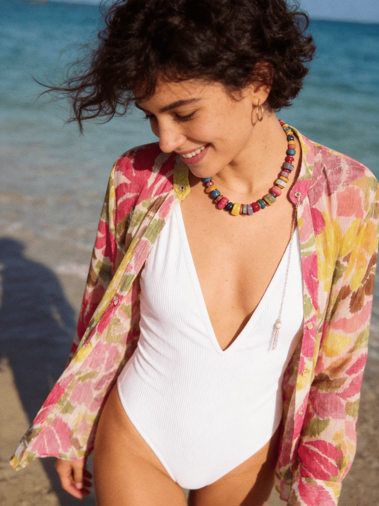 Chiffon Floral Printed Blouses Shirts for Women Cover-up Boho Beach Wear Casual Blouse Shirt Summer Long Sleeve Ladies Tops