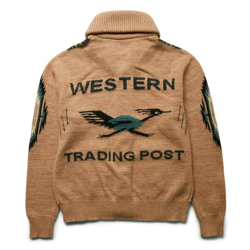 Vintage Long Sleeve Sweater Jacket Men Clothing Casual Jacquard Loose Autumn Winter Sweaters Warm Cardigan Coats Knitted Jumper