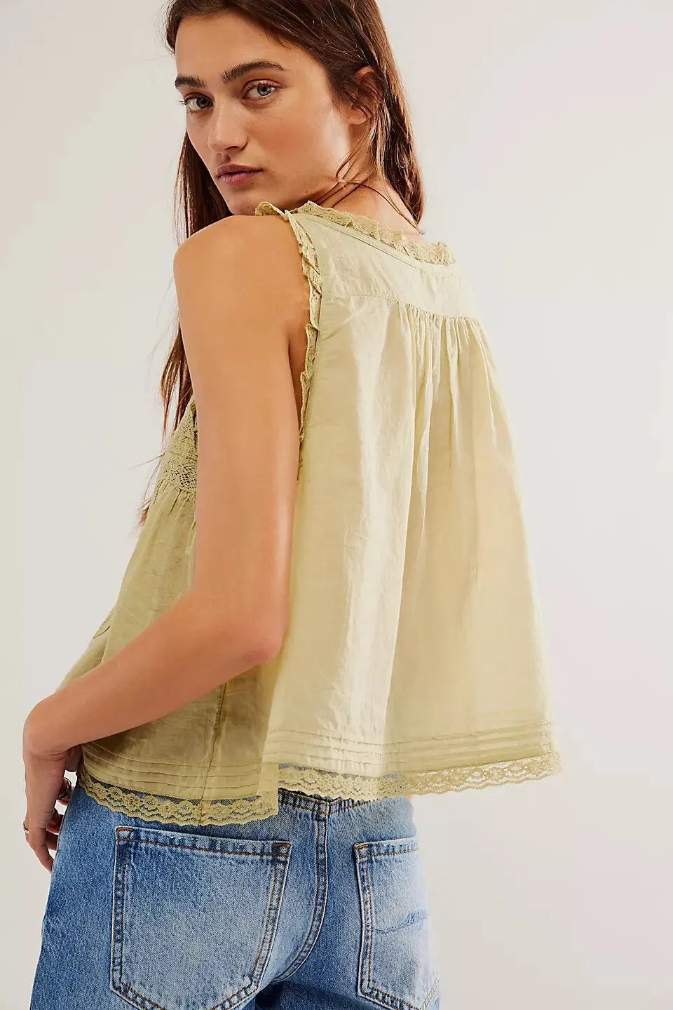 Light Cotton Splicing lace Blouses Shirts Women Sleeveless Tank Tops  Summer Boho Beach Wear  Loose Casual Ladies Blusas Camis