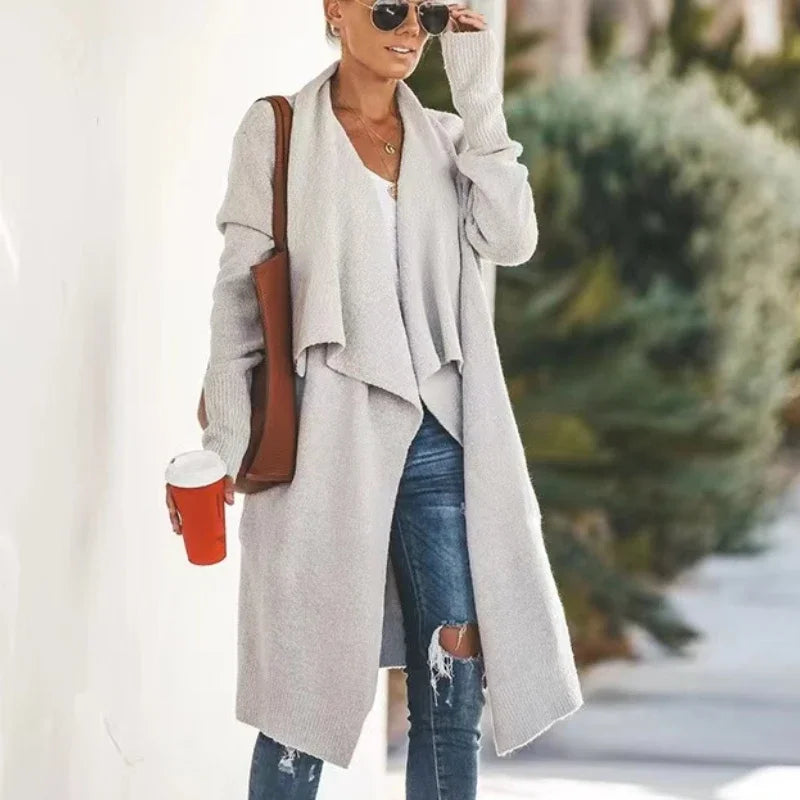 Women Knitwear Sweater Turn-Down Collar Autumn Winter Coats Boho loose Long Sweaters Female Casual Holiday Oversized Cardigans