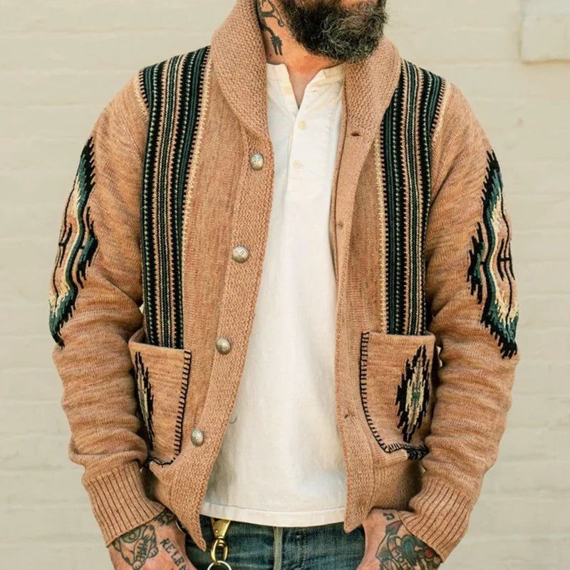 Vintage Long Sleeve Sweater Jacket Men Clothing Casual Jacquard Loose Autumn Winter Sweaters Warm Cardigan Coats Knitted Jumper