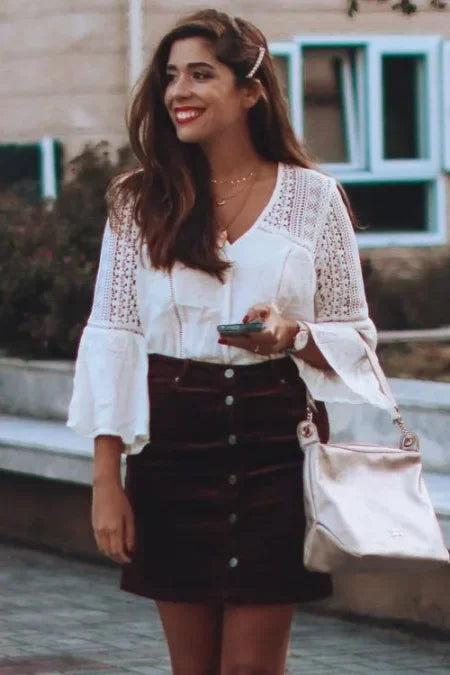 AYUALIN White Flare Sleeve Lace Blouses Women Top Vintage V Neck Hollow Summer Blouse Shirt 2025 Casual Boho Blusas