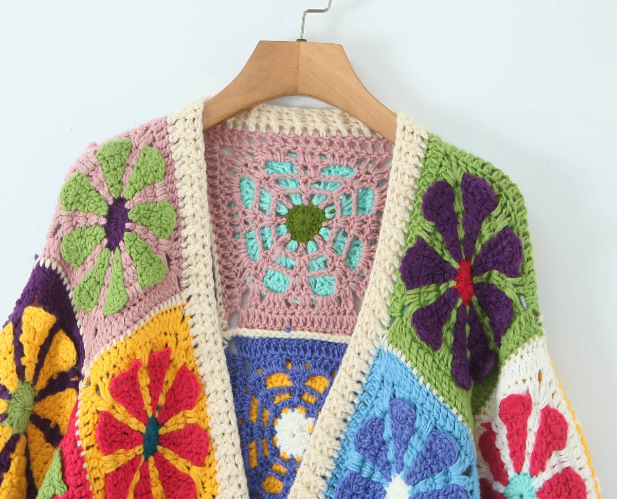 Handmade knitted Sweaters Cardigant For Women Coats Long Sleeve Jumpers Loose Oversize Autumn Warm Sweater Boho Beach Outwear