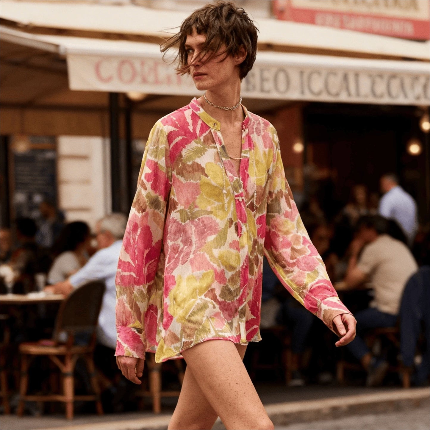 Chiffon Floral Printed Blouses Shirts for Women Cover-up Boho Beach Wear Casual Blouse Shirt Summer Long Sleeve Ladies Tops