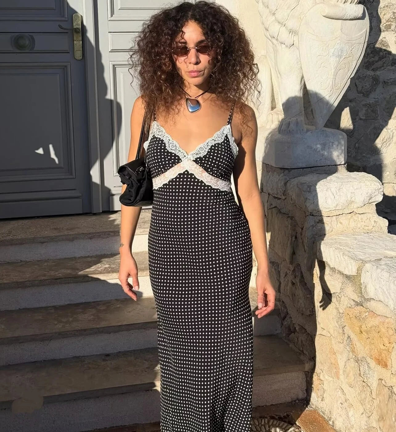 Cotton Rayon Printed Elegant Lace Long Dresses for Women Robe Vintage Sexy Slim V Neck French Style Summer Dress Ladies Vestidos