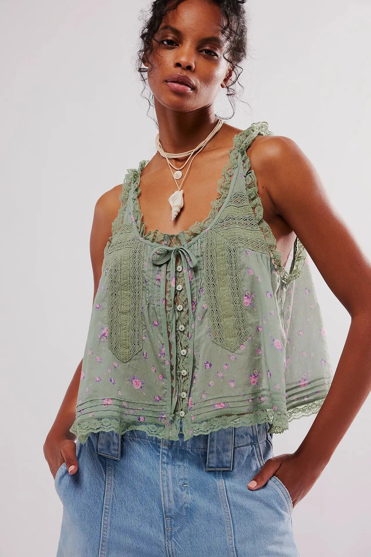 Light Cotton Splicing lace Blouses Shirts Women Sleeveless Tank Tops  Summer Boho Beach Wear  Loose Casual Ladies Blusas Camis