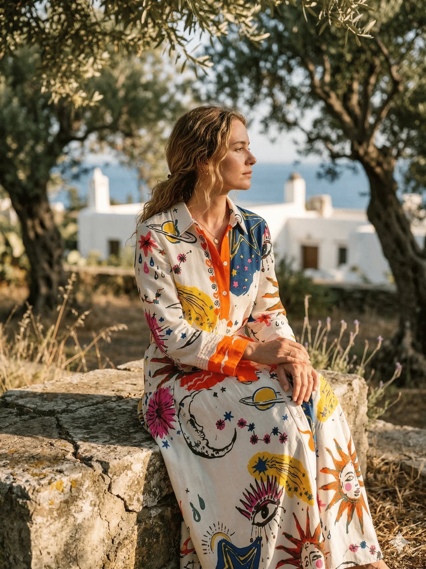 Long Shirt Dresses with Sashes for Women Front Butttons Up Cotton Rayon Pop Printed Boho Beach Holiday Dress Long Sleeve Tunic