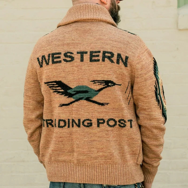 Vintage Long Sleeve Sweater Jacket Men Clothing Casual Jacquard Loose Autumn Winter Sweaters Warm Cardigan Coats Knitted Jumper