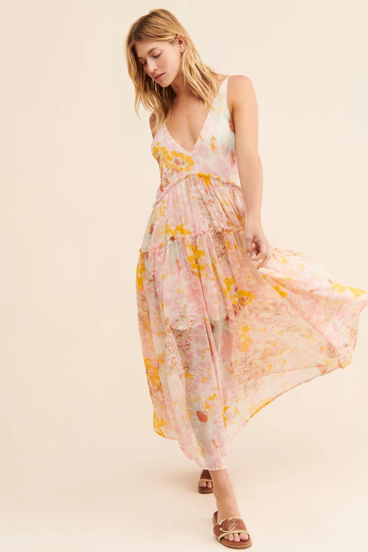 Bohemian Maxi Dresses Women Summer Sleeveless Floral Chiffon Printed Boho Beach Dress Loose Holiday Long Ladies Robe Vestidos