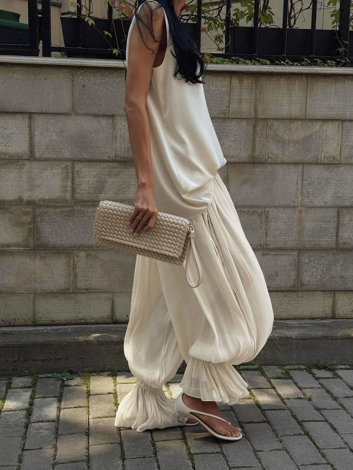 Bubble Pants for Women Stylish Elegant Casual Trendy Spring Summer Long Pants Loose Silky High Street Trousers