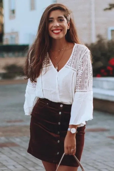 AYUALIN White Flare Sleeve Lace Blouses Women Top Vintage V Neck Hollow Summer Blouse Shirt 2025 Casual Boho Blusas