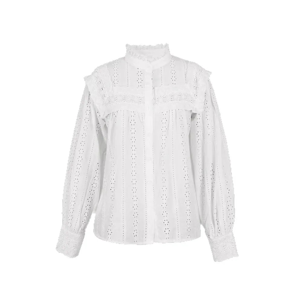 Cotton White Blouses Shirts for Women Top Cosy Whole Piece Floral Embroidery Long Sleeves Blouse Spirng Summer Boho Beach Blusas