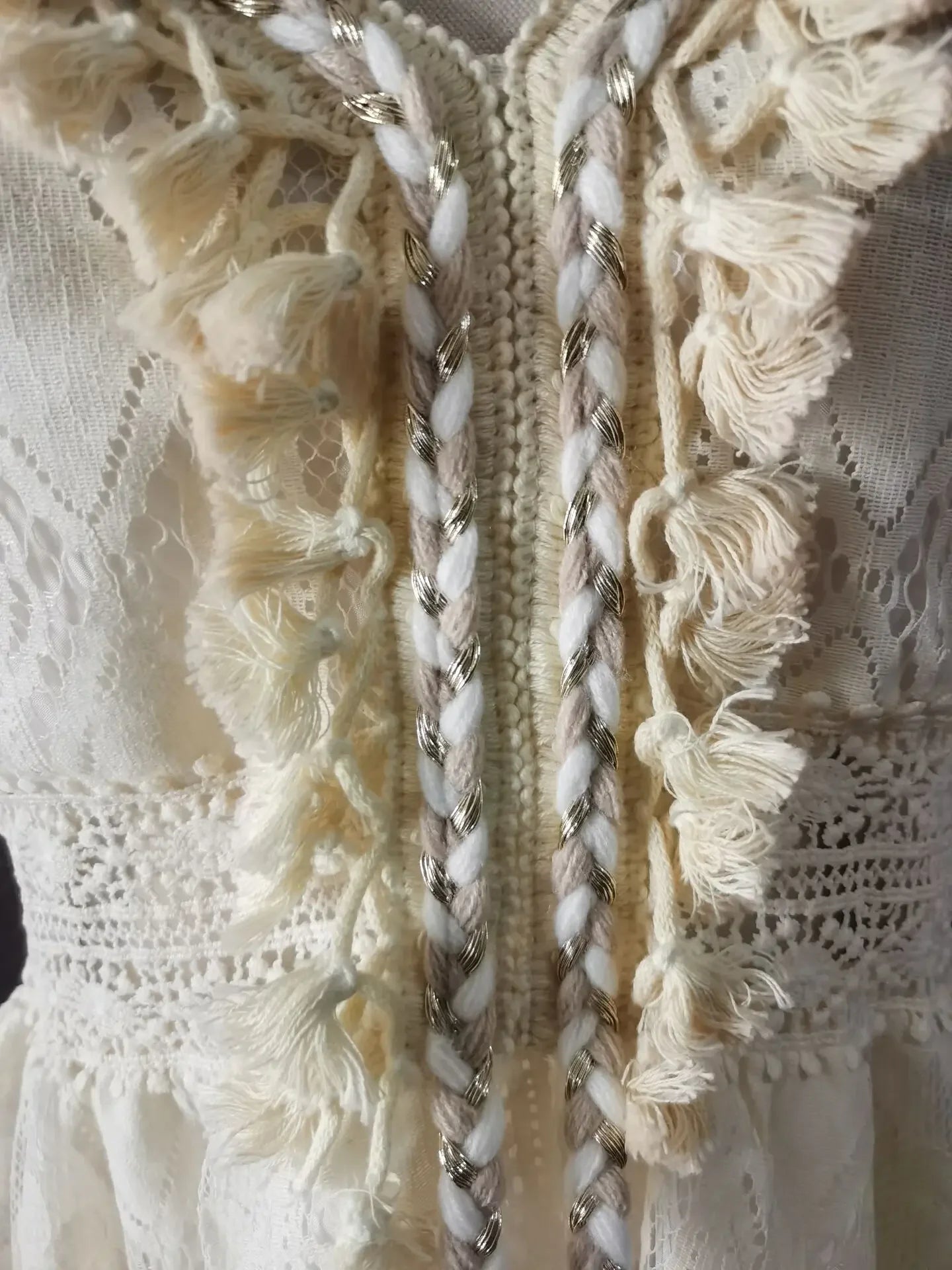 AYUALIN Sexy Sleeveless Backless Irregular Strap Dress Women Robe Vintage Tassel Boho Beach Vestidos Floral Lace Summer Dresses