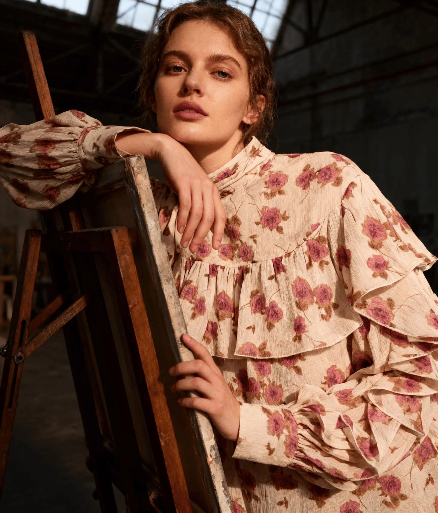 Chiffon Floral Printed Women's Blouses Shirts Vintage Long Sleeve Sweet Elegant Ruffles Blouse Shirt Spring Summer Ladies Tops