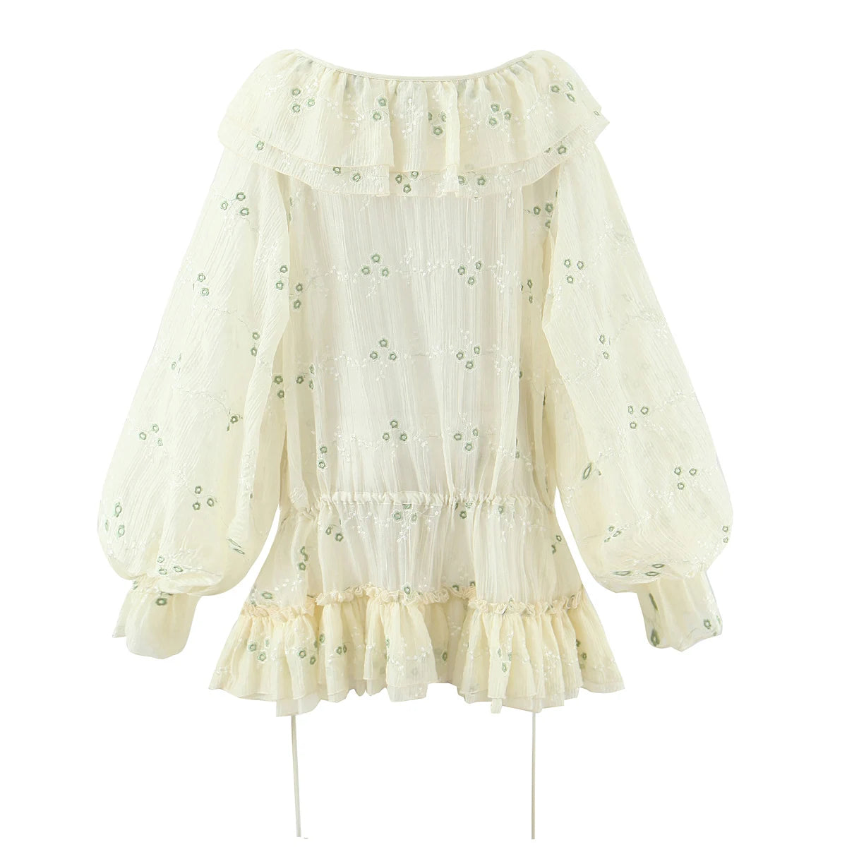Ruffles V Neck Mini Dresses for Women Blusas Vintage Floral Embroidery Spring Long Sleeve Party Elegant Ladies Dress Vestidos