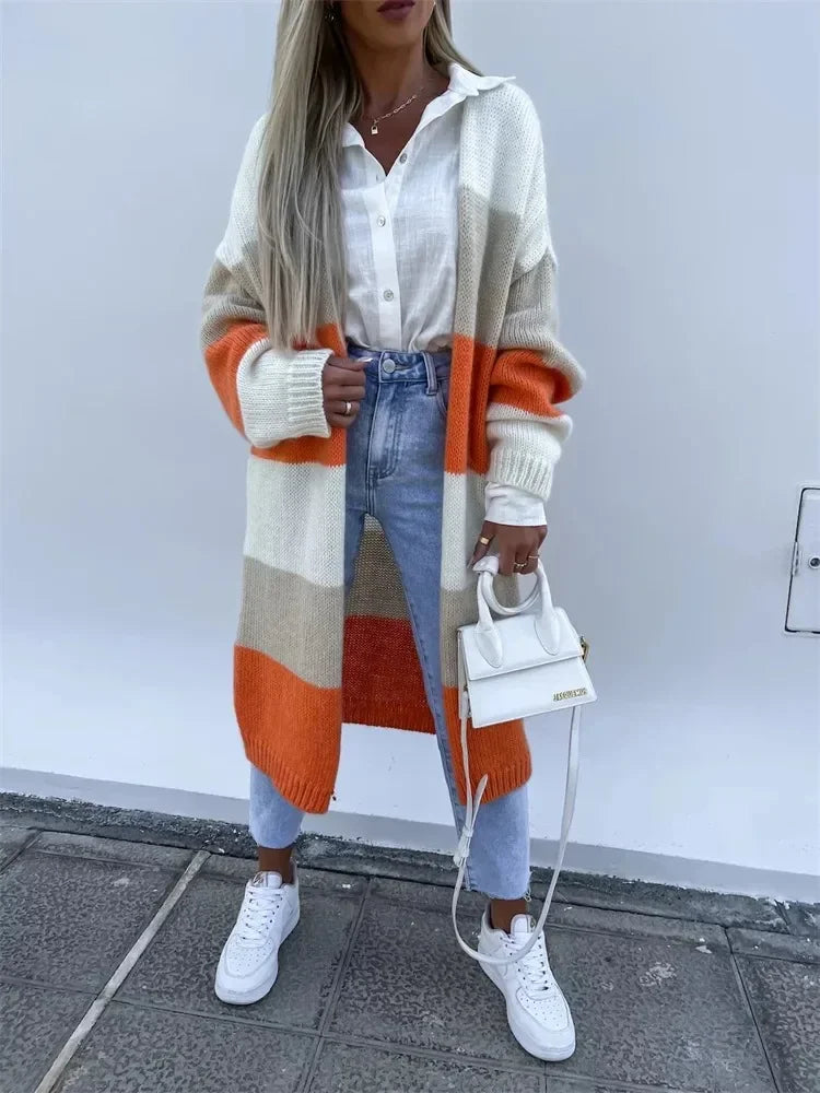 Casual Long Sleeve Loose Outerwear Sweaters Coat Autumn Winter Warm Knitted Long Cardigan Women Sweater Coats Streetwear Jumpers