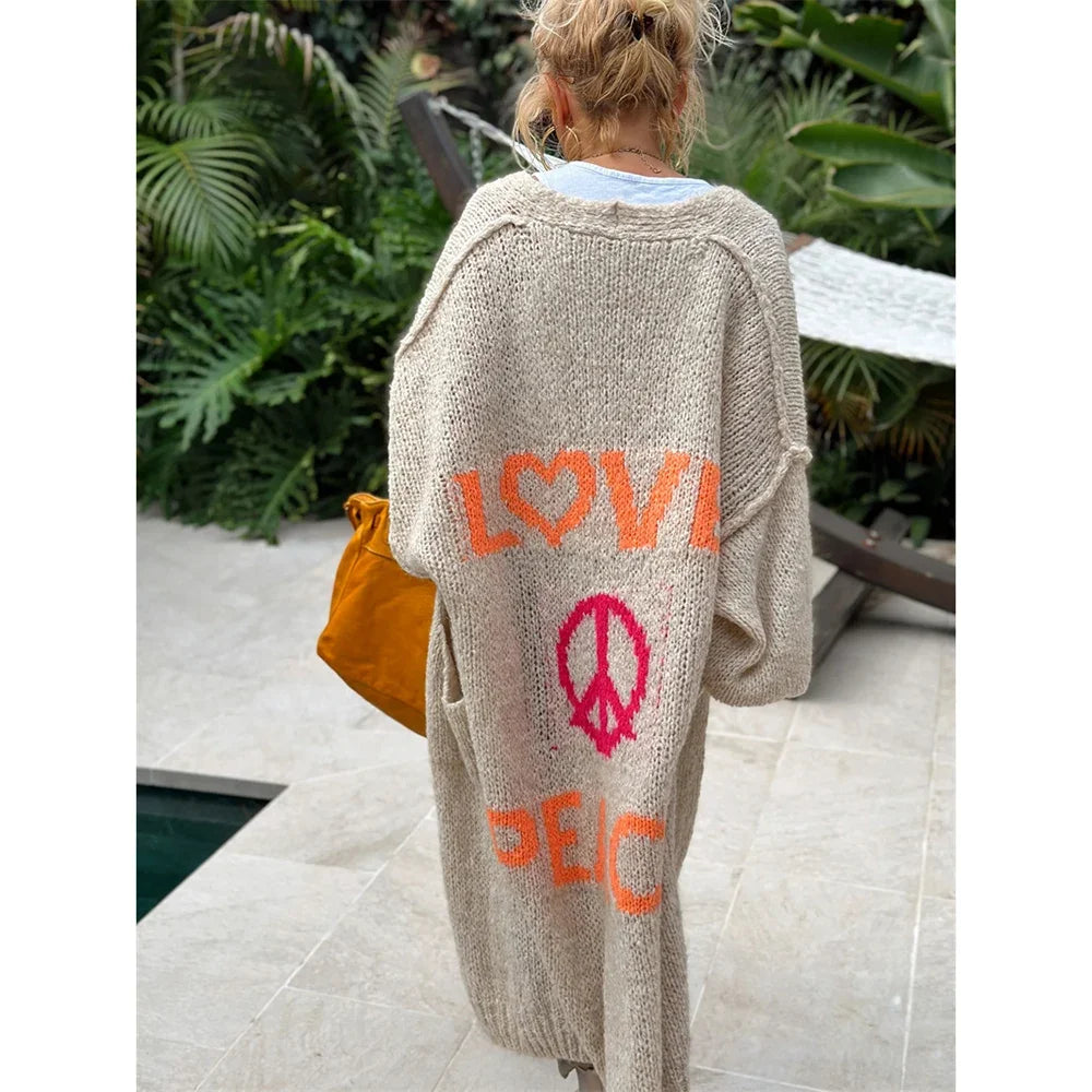 Casual Long Sleeve Loose Outerwear Sweaters Coat Autumn Winter Warm Knitted Long Cardigan Women Sweater Coats Streetwear Jumpers