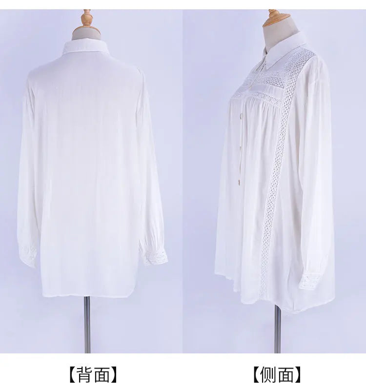 Cotton rayon White lace blouse shirt women summer robe casual bikini swimsuit cover up blouse boho beach vacation cover-up shirt