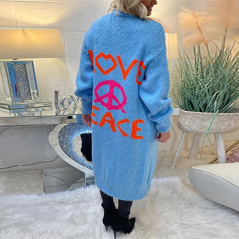 Casual Long Sleeve Loose Outerwear Sweaters Coat Autumn Winter Warm Knitted Long Cardigan Women Sweater Coats Streetwear Jumpers