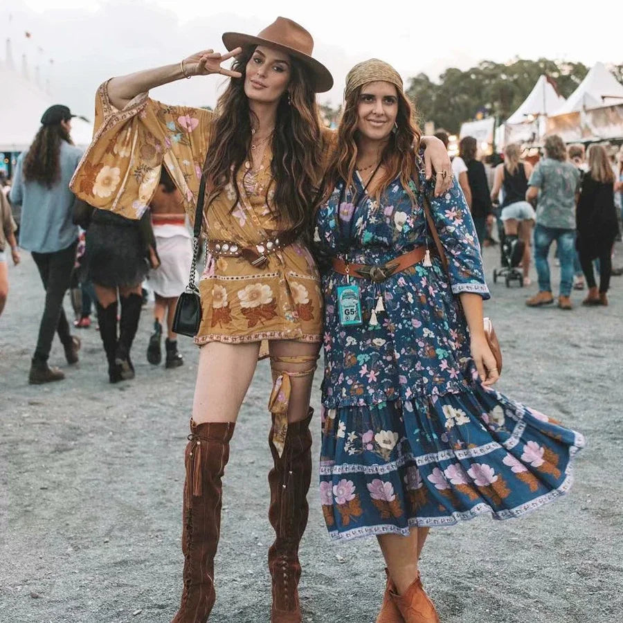 AYUALIN Short Kimono Cardigan Autumn Robe Yellow Floral Print Flare Long Sleeve Gypsy Beach Summer Loose Bohemian Women Blouses