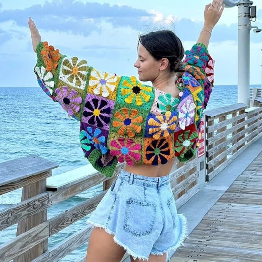 Handmade knitted Sweaters Cardigant For Women Coats Long Sleeve Jumpers Loose Oversize Autumn Warm Sweater Boho Beach Outwear