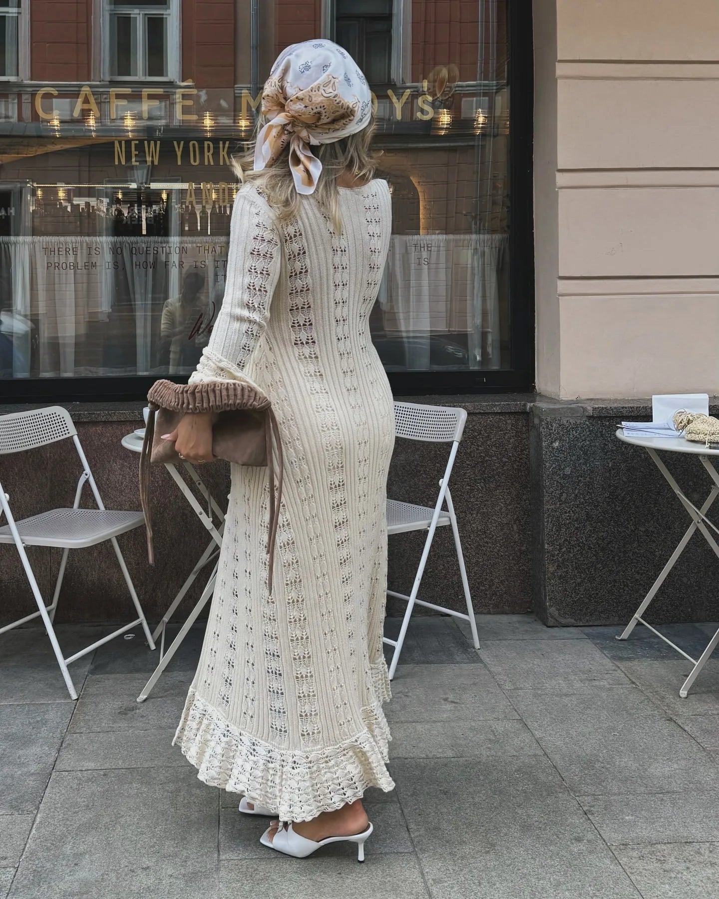 Cotton Knitted Hollow Out Dress Summer Flare Long Sleeve Cardigan Maxi Dresses Women Robe Vintage Slim Fit Boho Beach Vestidos