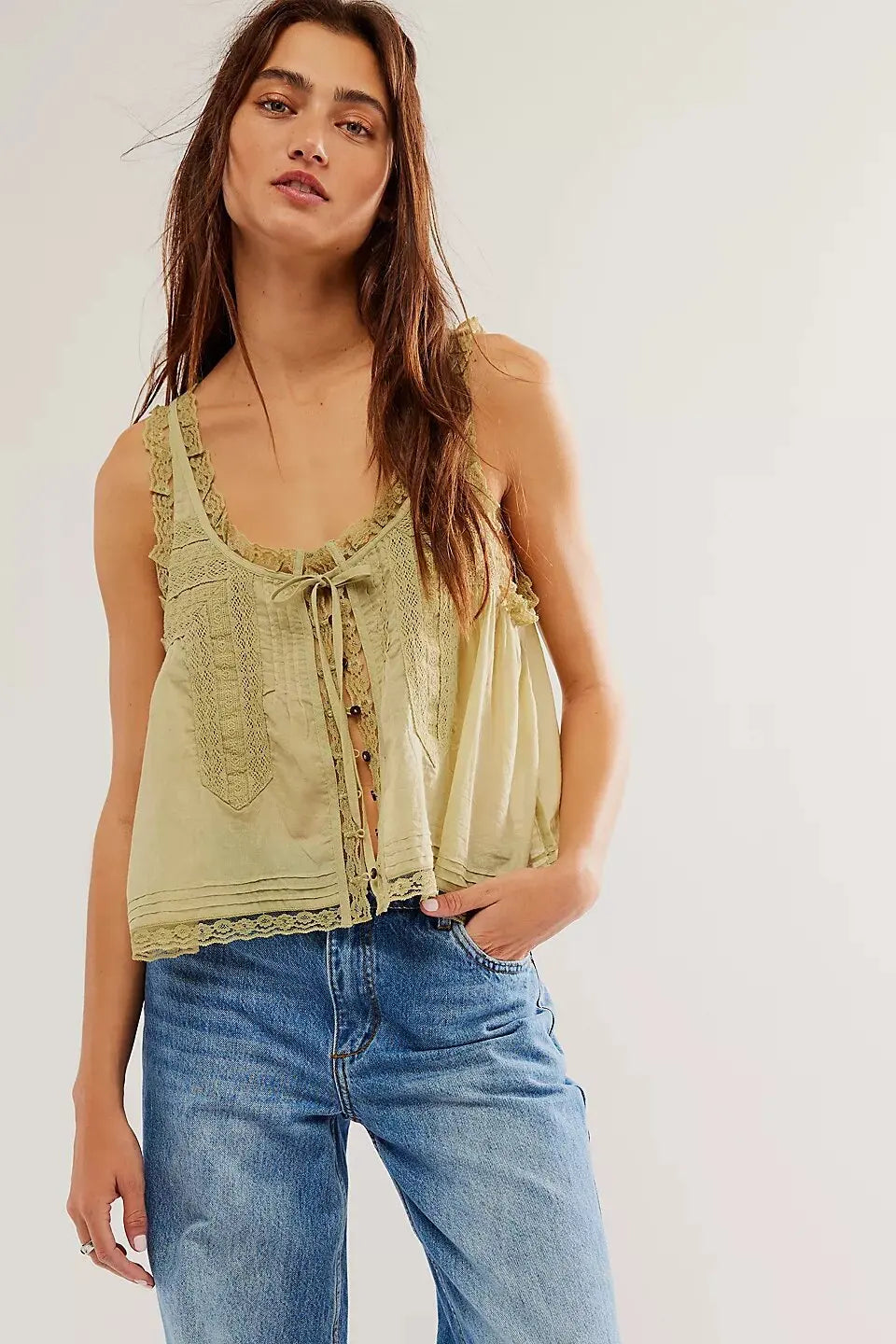 Light Cotton Splicing lace Blouses Shirts Women Sleeveless Tank Tops  Summer Boho Beach Wear  Loose Casual Ladies Blusas Camis