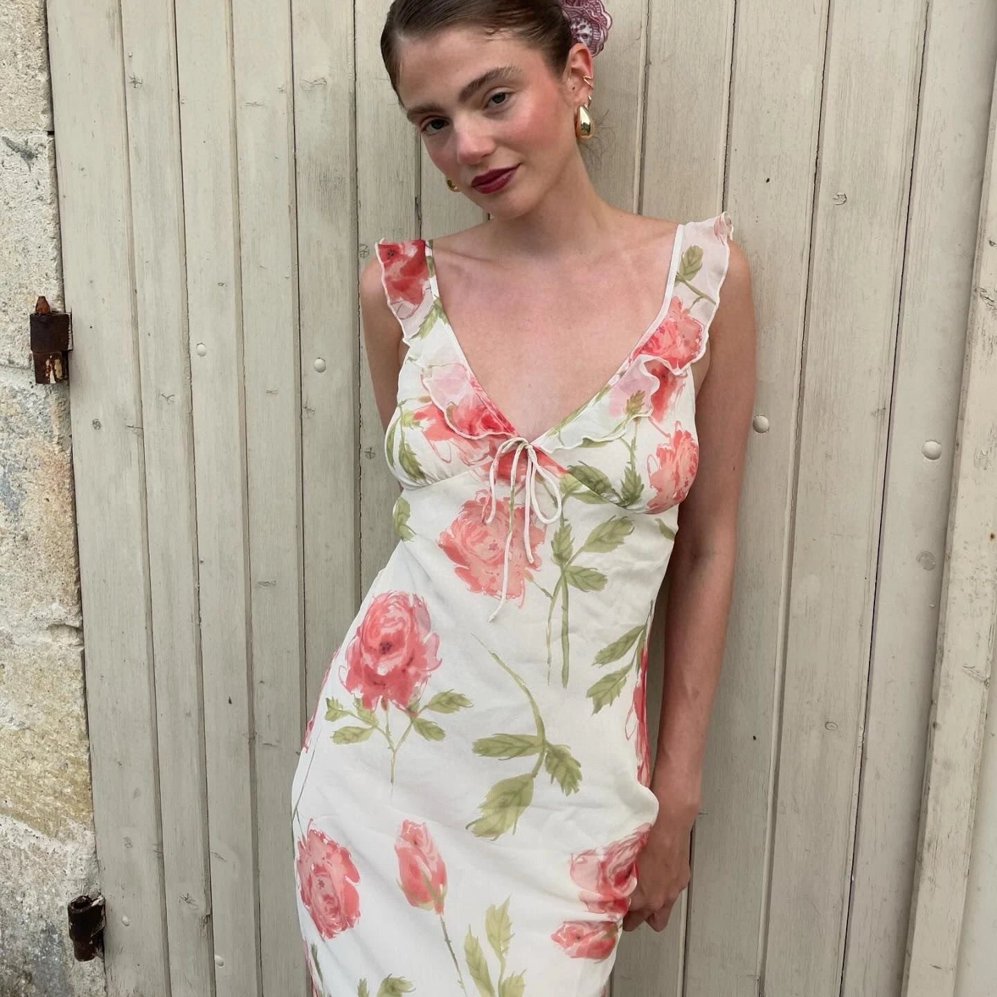 Chiffon Floral Print Long Dresses Women Elegant Slim Sweet Summer Dress Sexy Ruffles V-neck Strappy Vestidos Ladies Party Robe