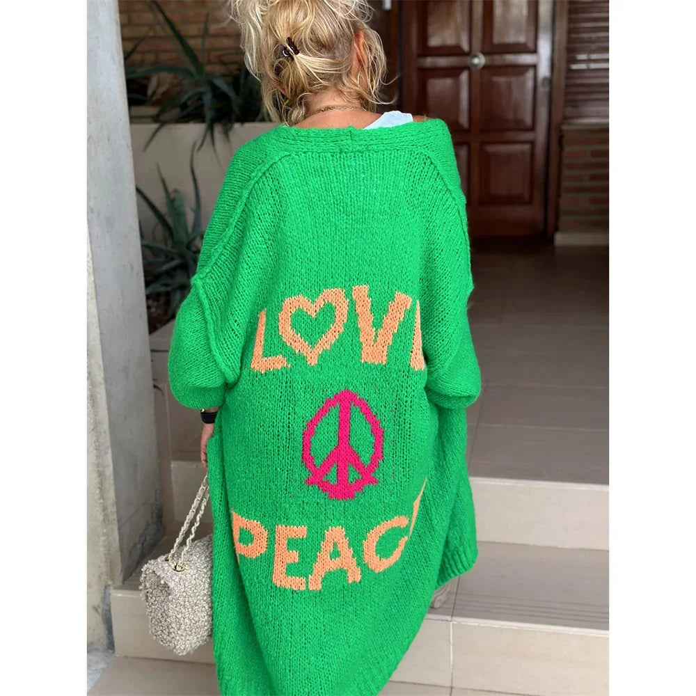 Casual Long Sleeve Loose Outerwear Sweaters Coat Autumn Winter Warm Knitted Long Cardigan Women Sweater Coats Streetwear Jumpers