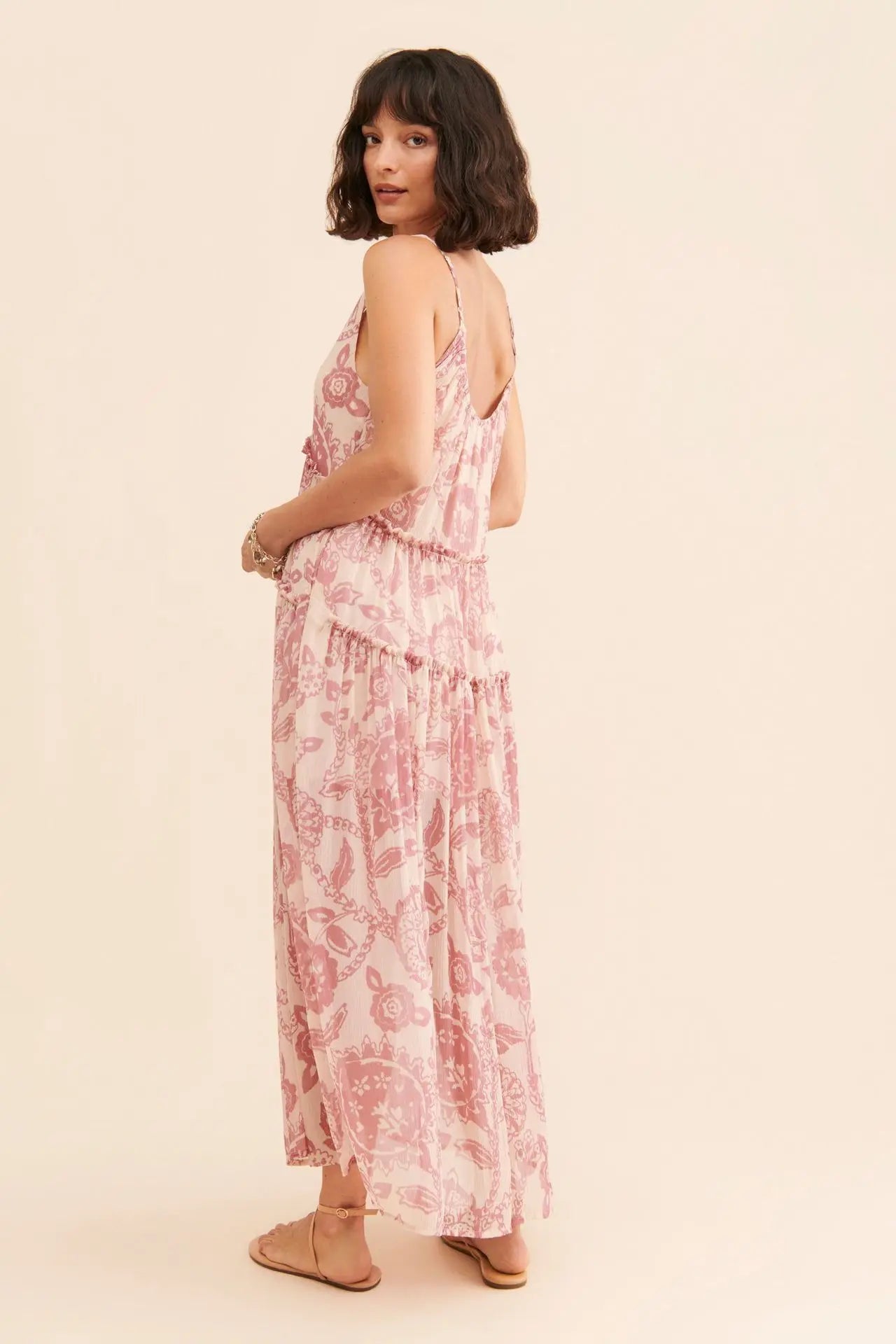 Bohemian Maxi Dresses Women Summer Sleeveless Floral Chiffon Printed Boho Beach Dress Loose Holiday Long Ladies Robe Vestidos