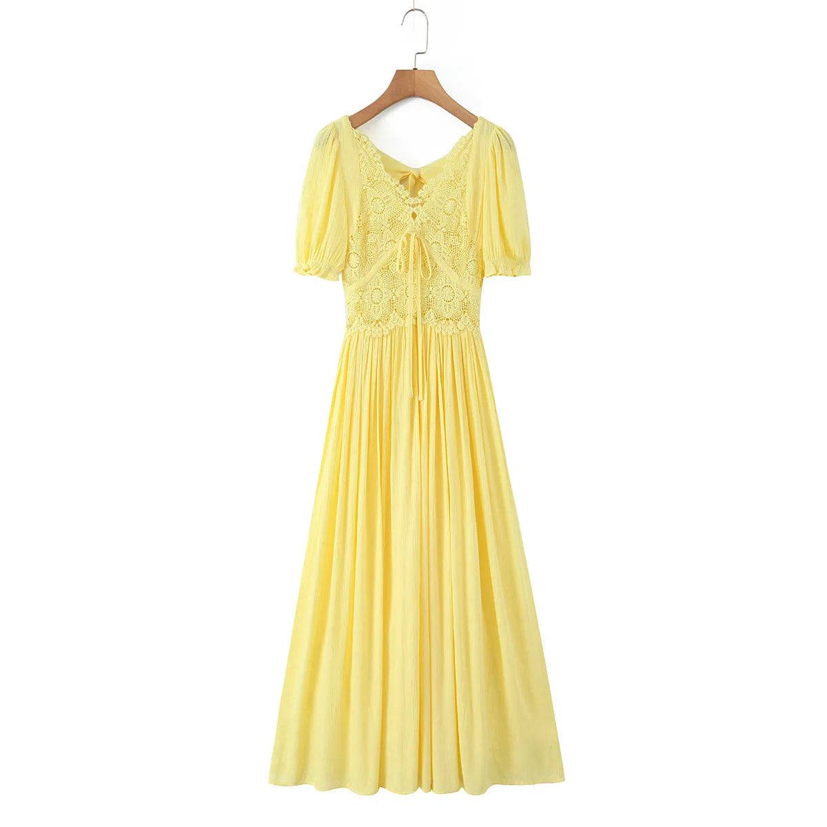 100%cotton Sexy Deep V Neck Backless Hollow Out Lace Maxi Dress Women's Robe Vacation Dresses Summer Boho Beach Ladies Vestidos