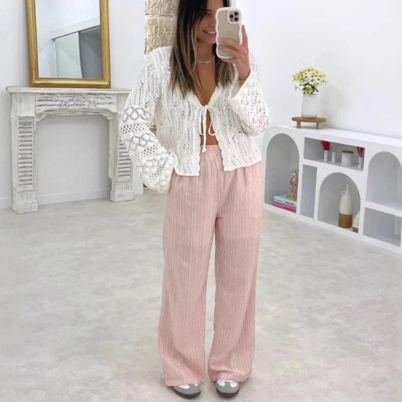 White Hollow Out Lace Upknitted Sweaters For Women Blouses shirts Long Sleeve Autumn Boho Beach Blusas Ladies Tops Cardigan Top