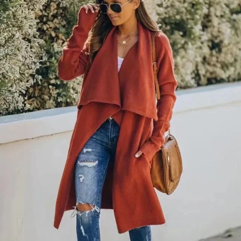 Women Knitwear Sweater Turn-Down Collar Autumn Winter Coats Boho loose Long Sweaters Female Casual Holiday Oversized Cardigans