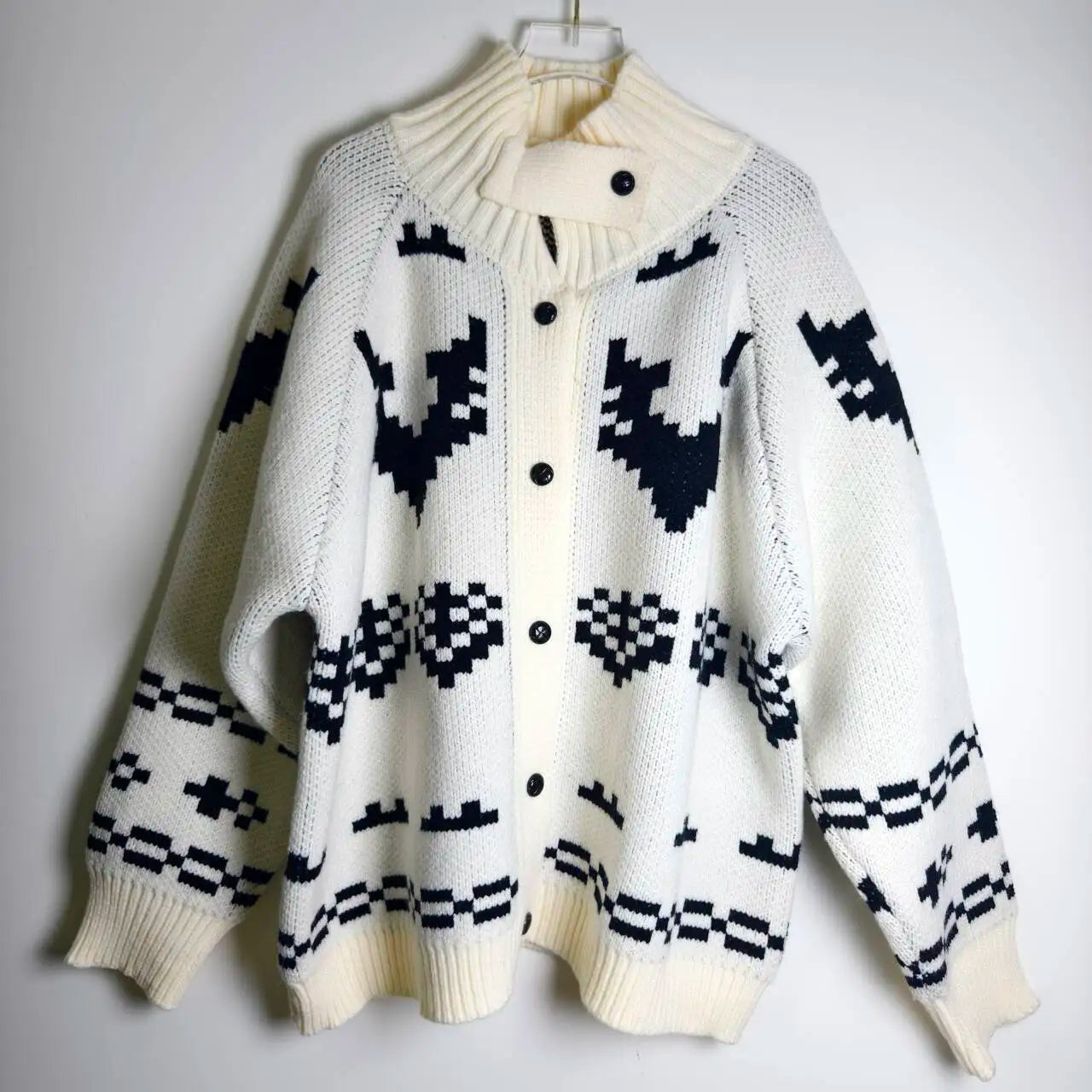 Boho Chunky Knit Sweater Women Jacket knitted Coat Casual Jacquard Turtlneck Thick Warm Winter Pullovers Loose Outwear Jumper