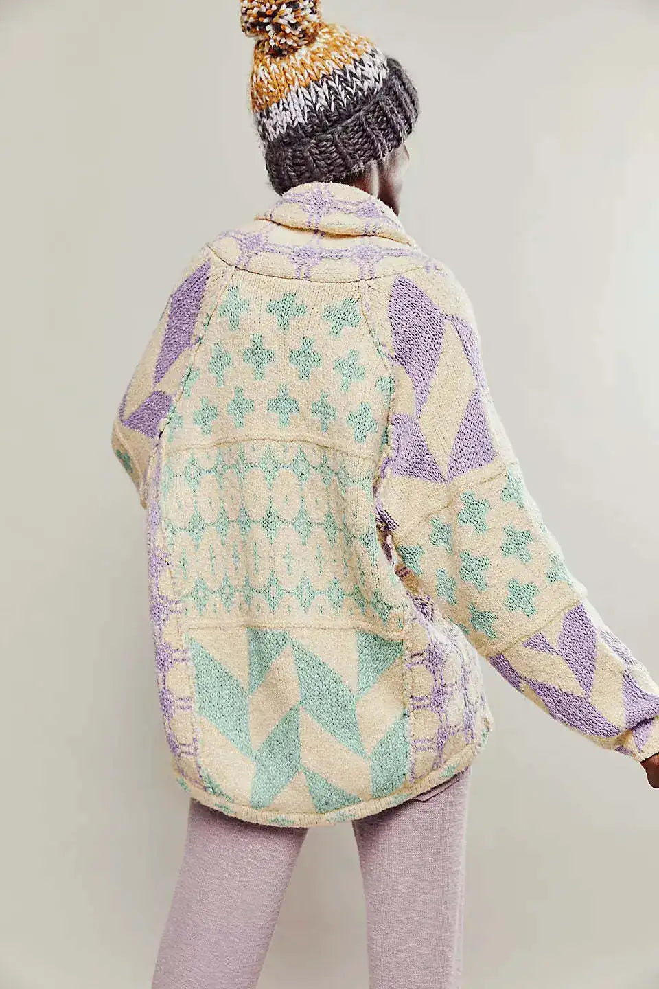 Chic Ethnic Pattern Embroidery Women Sweaters Cardigan Casual Loose Oversize Loose Vintage Knitted Autumn Winter Warm Coats