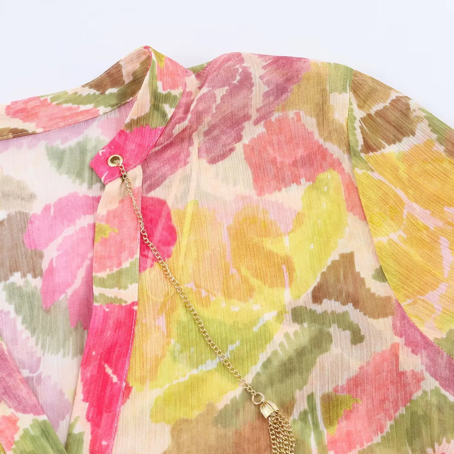 Chiffon Floral Printed Blouses Shirts for Women Cover-up Boho Beach Wear Casual Blouse Shirt Summer Long Sleeve Ladies Tops
