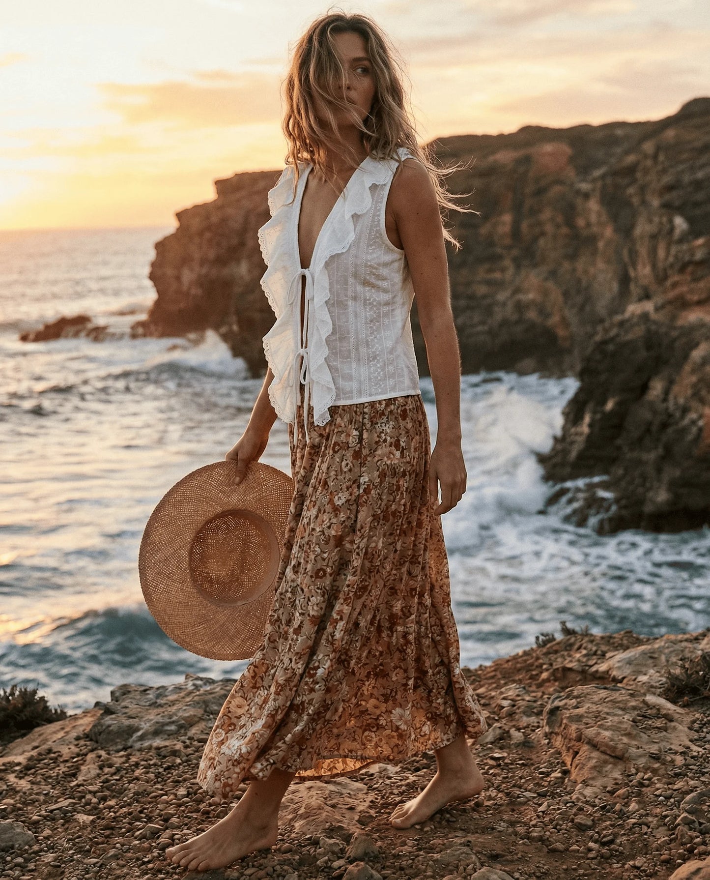 Cotton Floral Embroidered Blouse Shirt Casual Sleeveless V Neck Lace-up Boho Beach Summer Women's Blouses Layered Lace Shirt