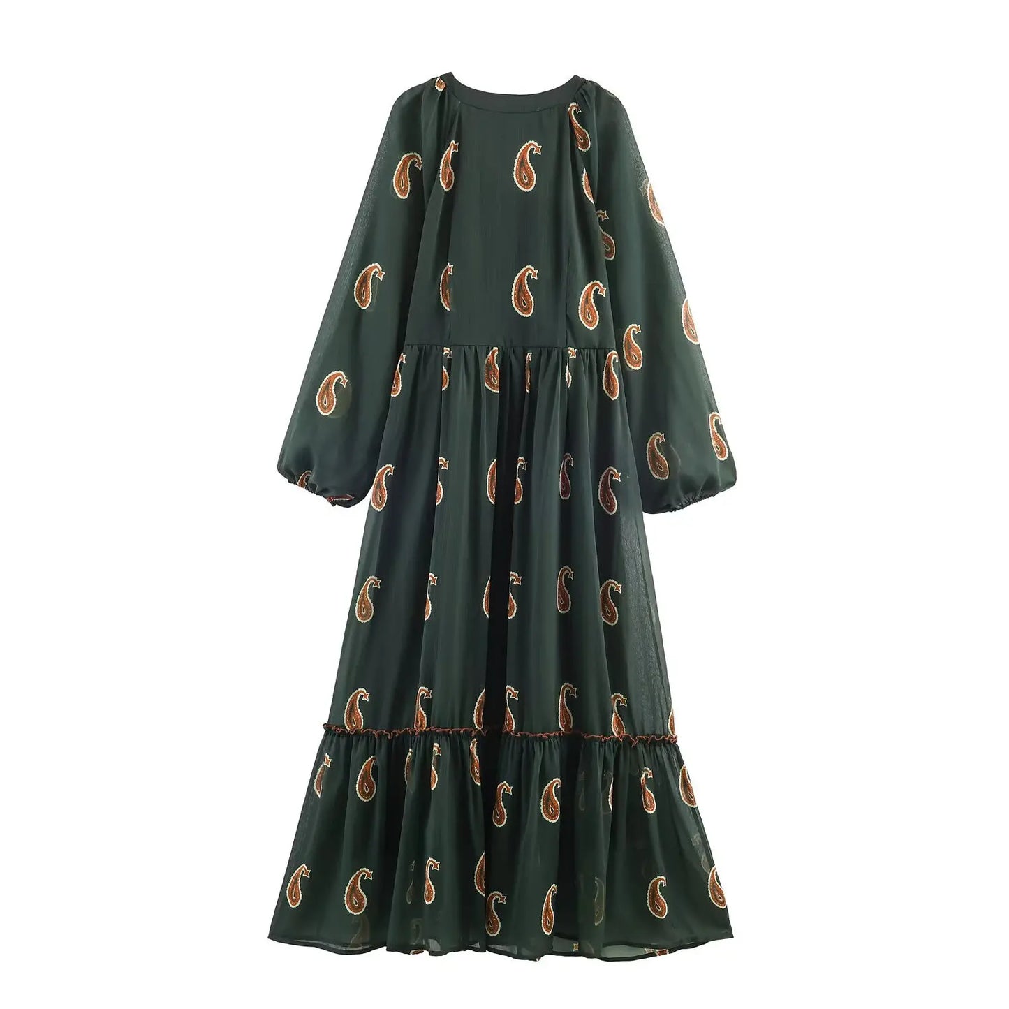 Rayon Maxi Dresses Women Vintage Spring Women's Lantern Long Sleeve Deep V Neck Dress Floral Printed Loose A-line Boho Beach